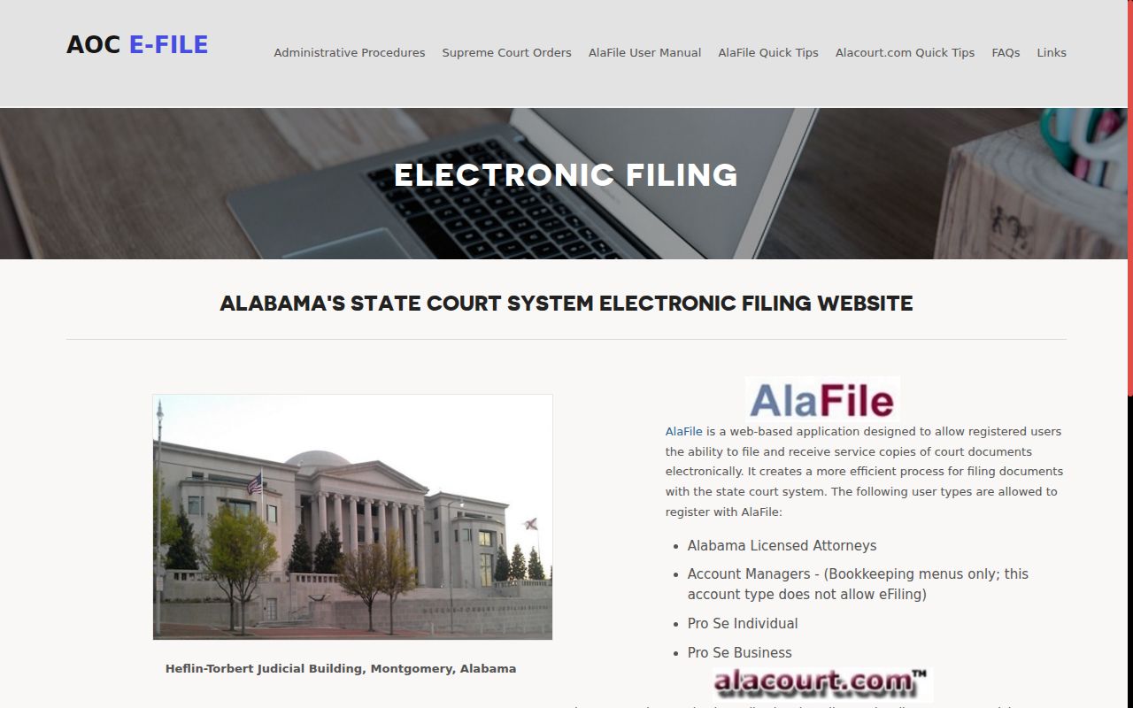 Franklin County court schedule and Alabama electronic filing system information