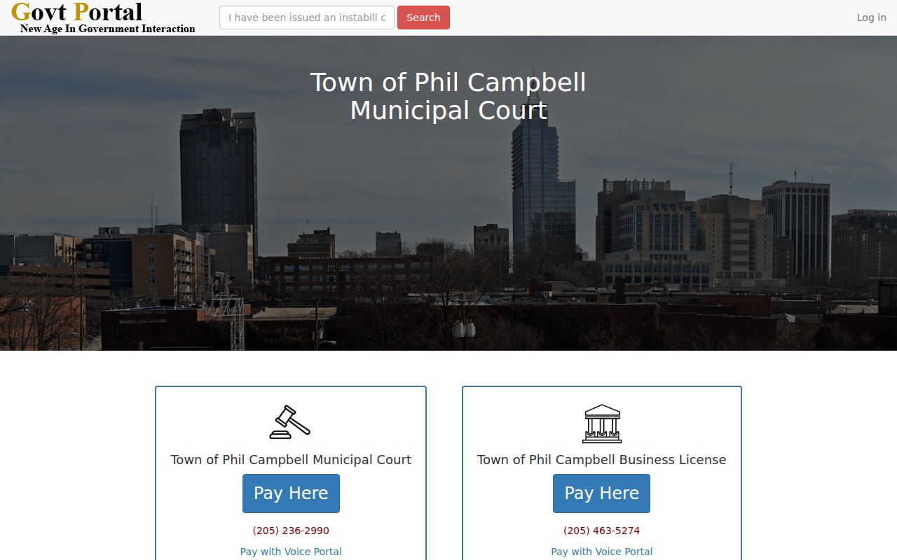 Phil Campbell court records municipal payment portal