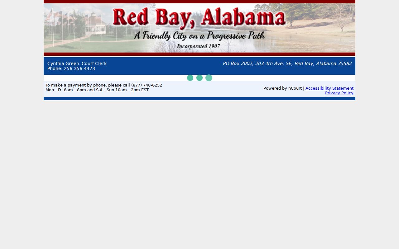 Red Bay court records municipal fine payment page