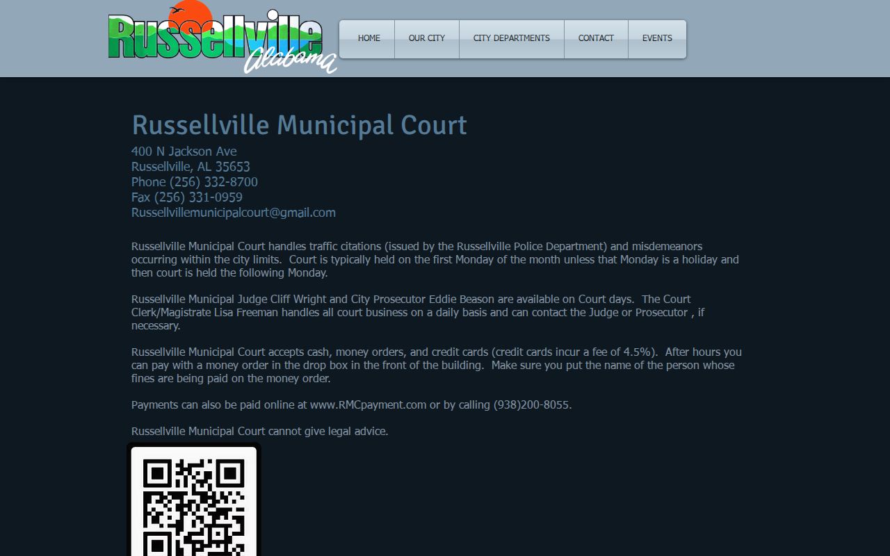 Russellville court records municipal court page